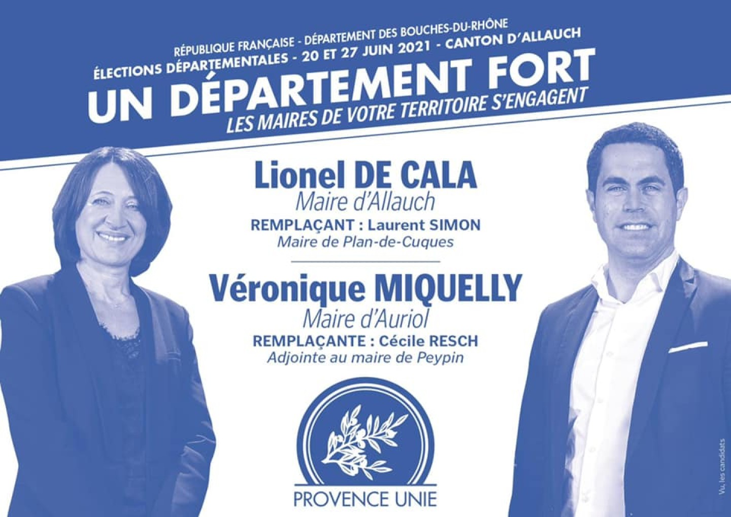 Bulletin de vote Lionel de Cala - Véronique Miquelly