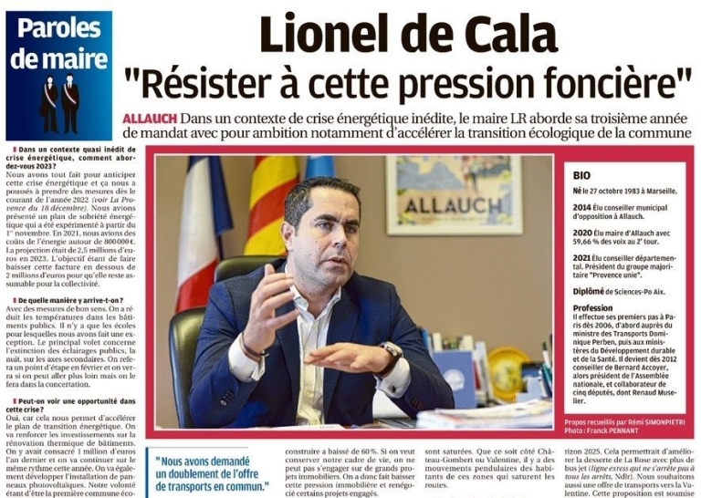 Interview La Provence - Lionel de Cala - Resister à la pression foncière - Janvier 2023